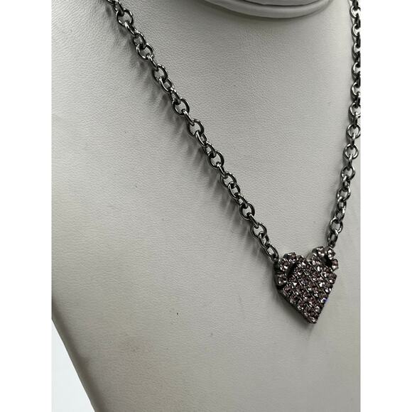 Sabika Retired Pink Heart Antique Silver Necklace - Picture 4 of 9